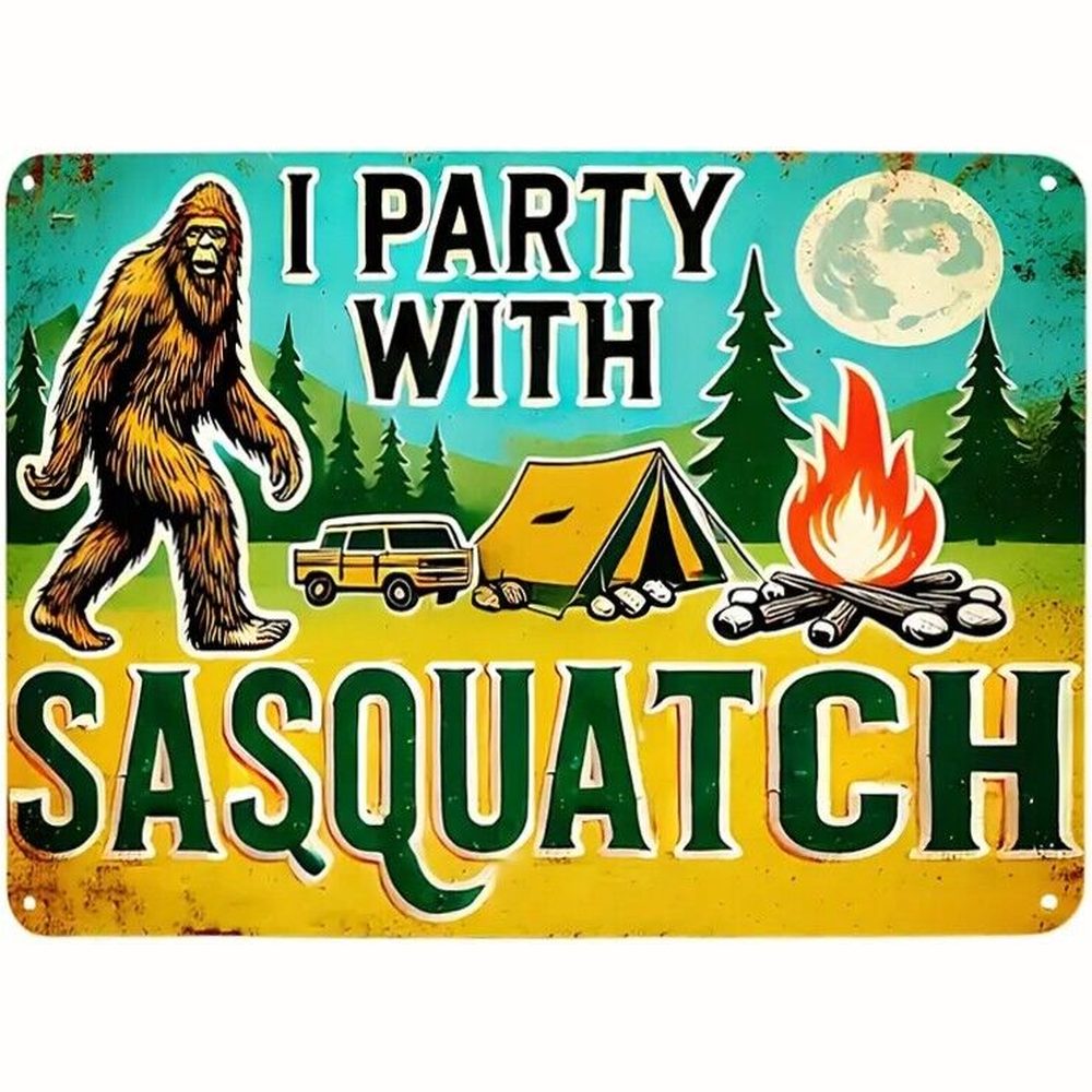 I Party With Sasquatch Novelty Metal Tin Sign 8" x 12" NEW! Home & Garden:Home Décor:Plaques & Signs Style Your Walls